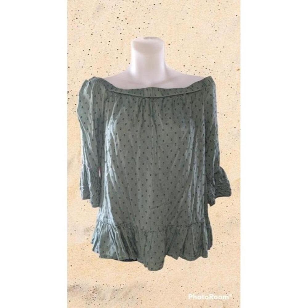 Green off the shoulder blouse Blue Rain Women's Size S {N81}